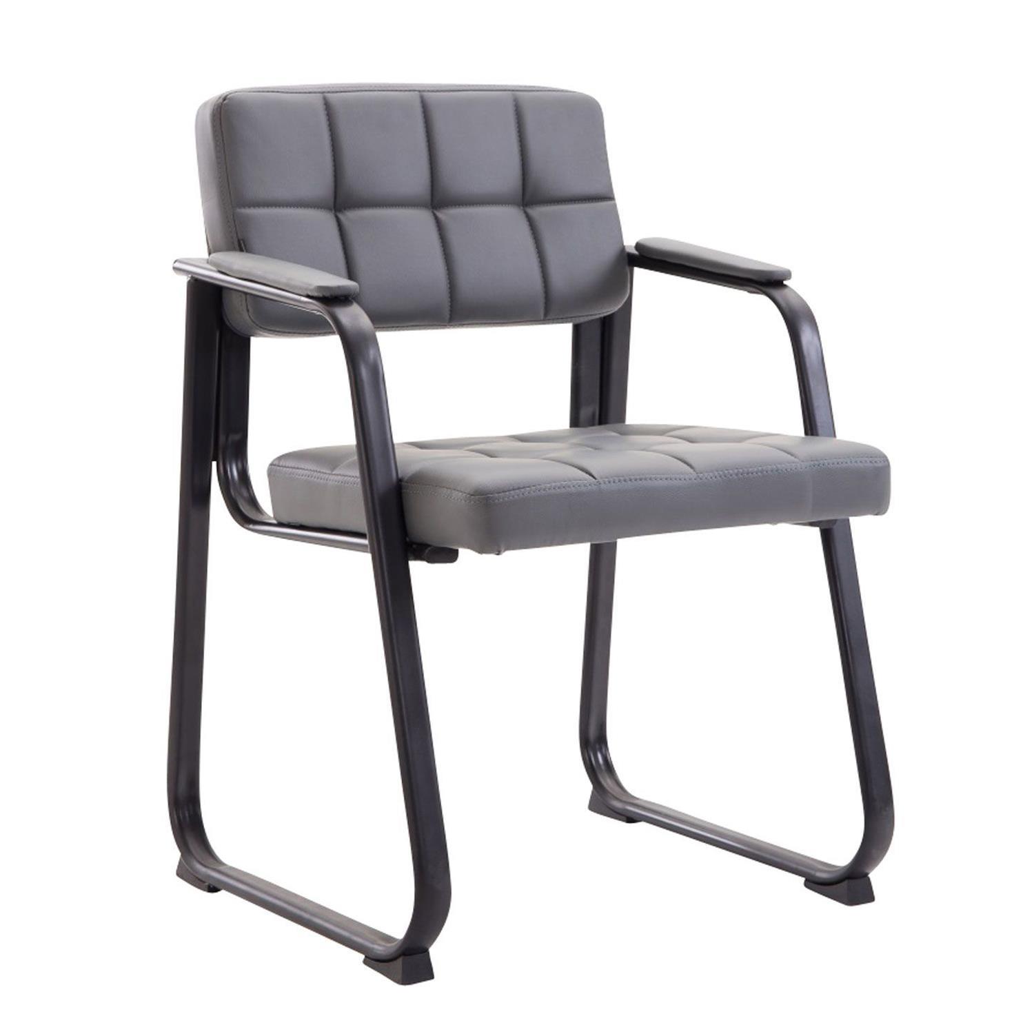 Cadeira de Visita CABANA, Design Moderno, Em Pele, Cor Cinzento