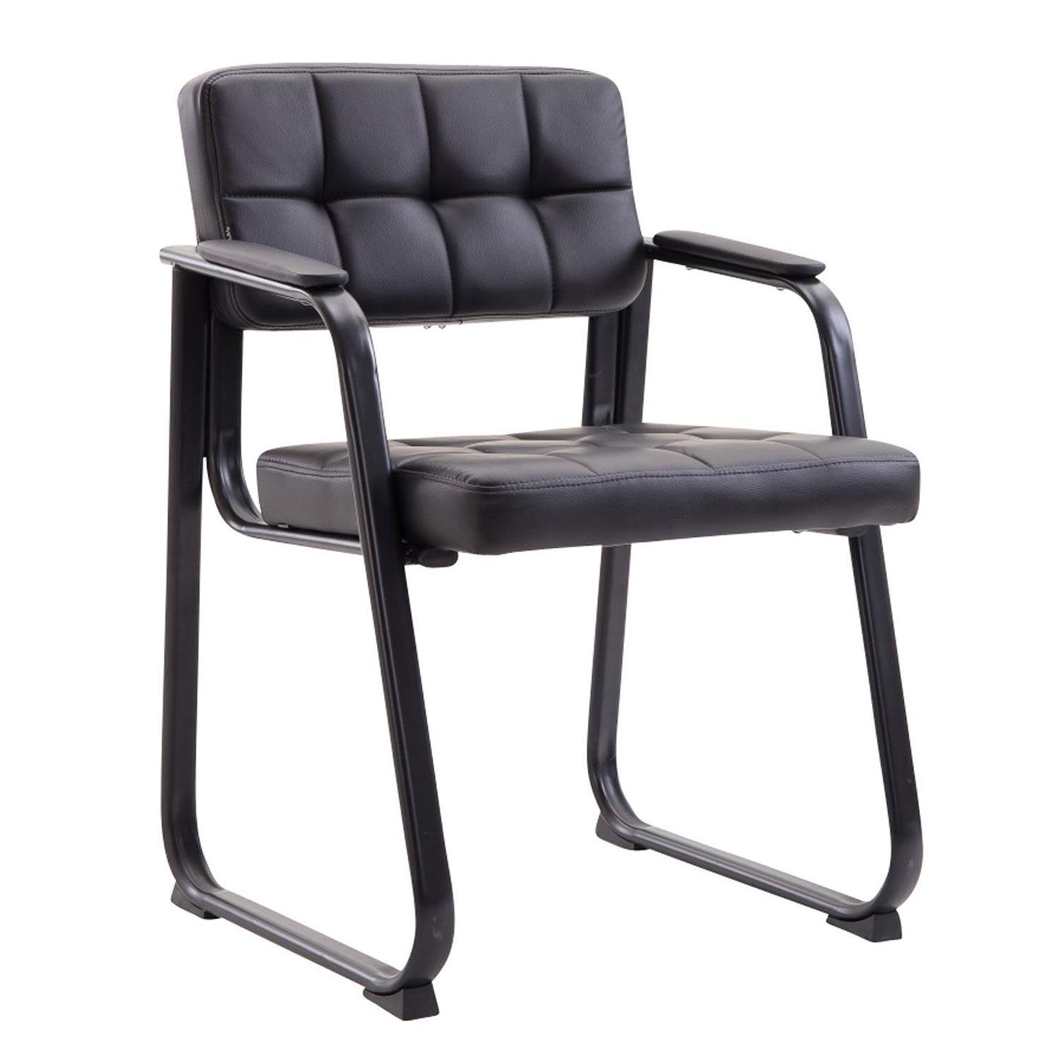 Cadeira de Visita CABANA, Design Moderno, Em Pele, Cor Preto