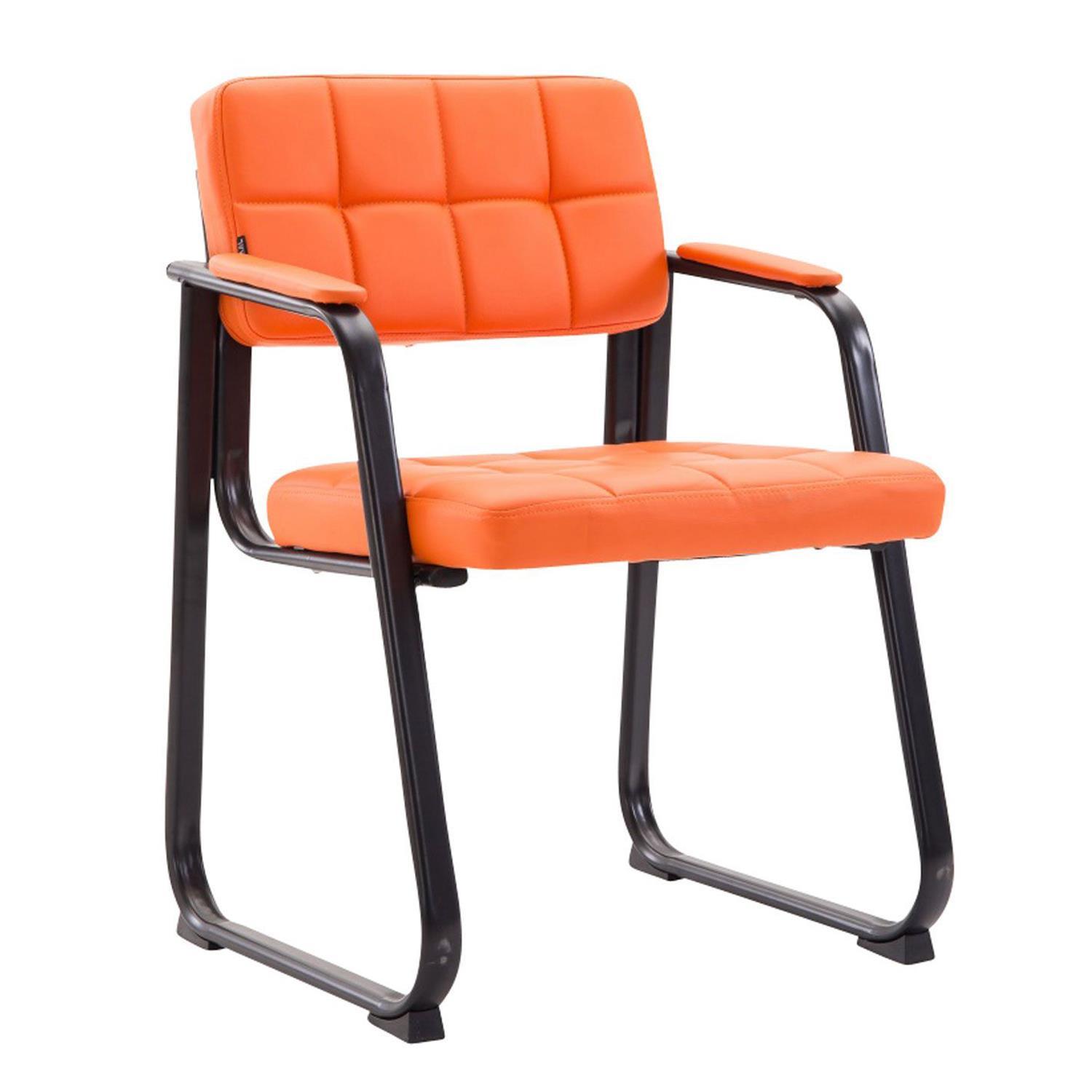 Cadeira de Visita CABANA, Design Moderno, Em Pele, Cor Laranja