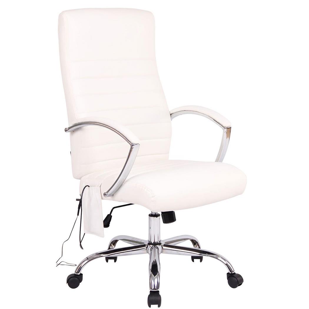 Cadeira de Escritório VALANTY MASSAGEM, Grosso Acolchoado, Base metálica, Pele Branca