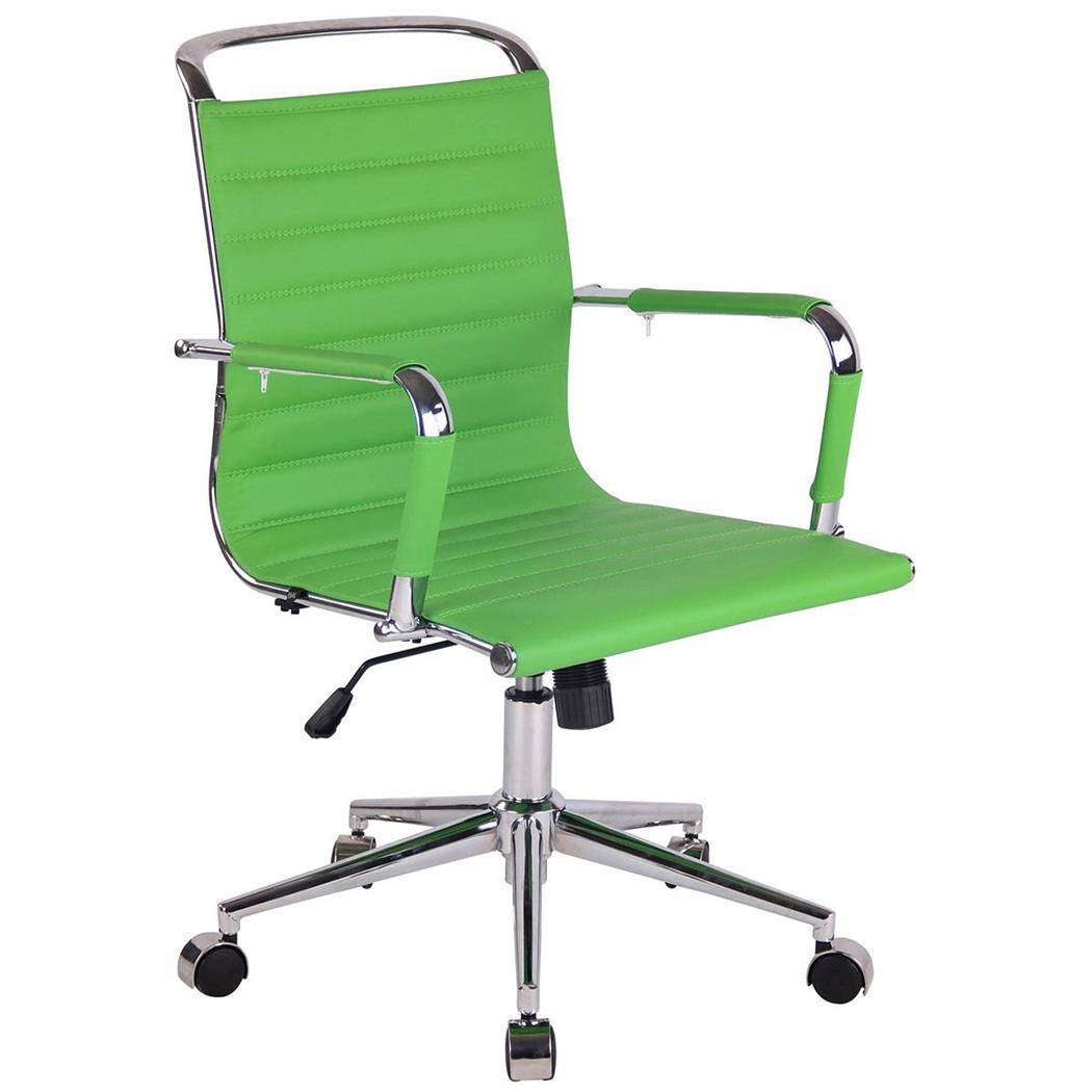 Cadeira de Escritório ZURIQUE, Design Elegante, Costuras Visíveis, Em Pele, Verde