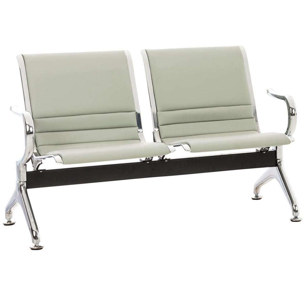 Bancada 2 Lugares, AURORA, Estructura Metálica, Assento Em Pele, Cor Cinzento