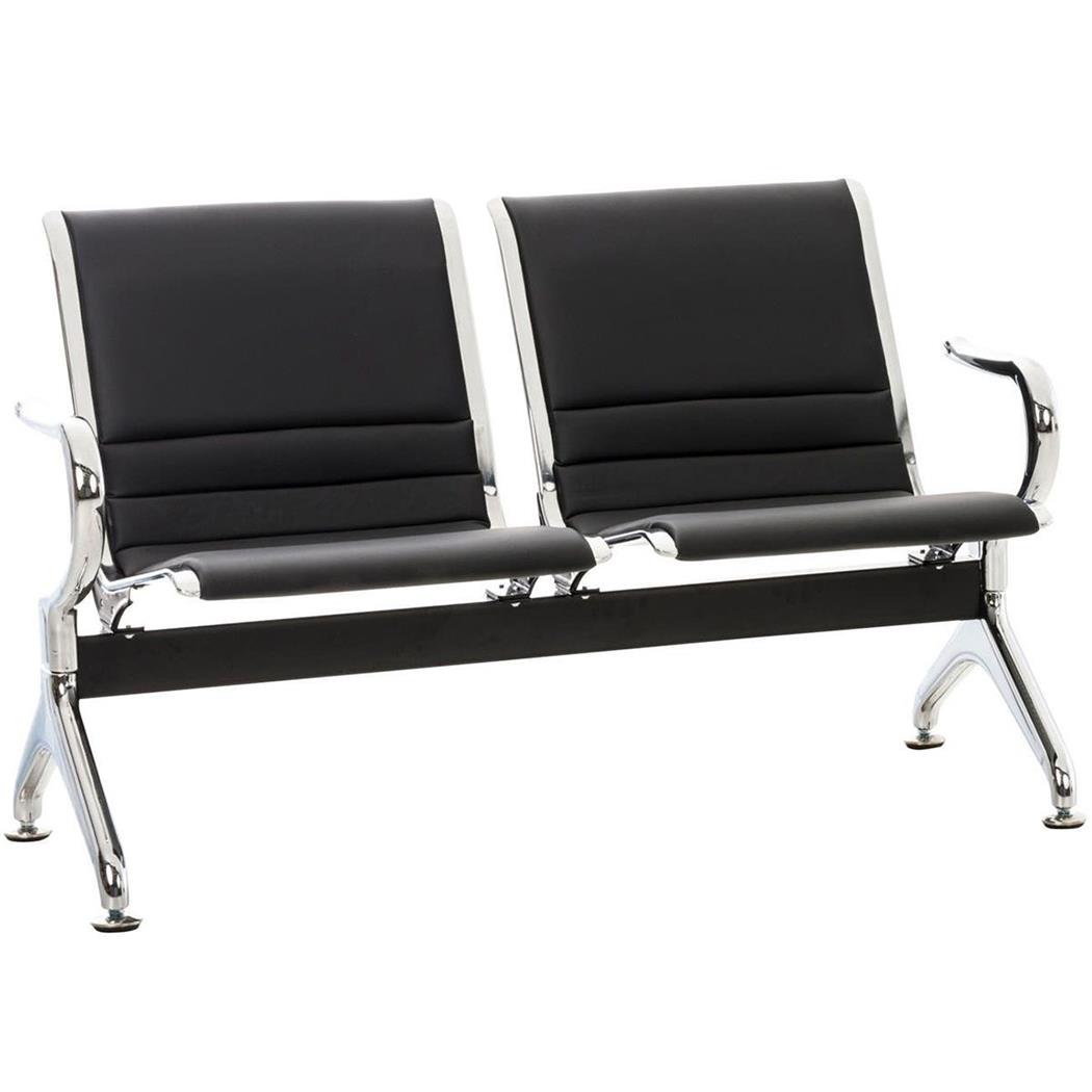 Bancada 2 Lugares, AURORA, Estructura Metálica, Assento Em Pele, Cor Preto