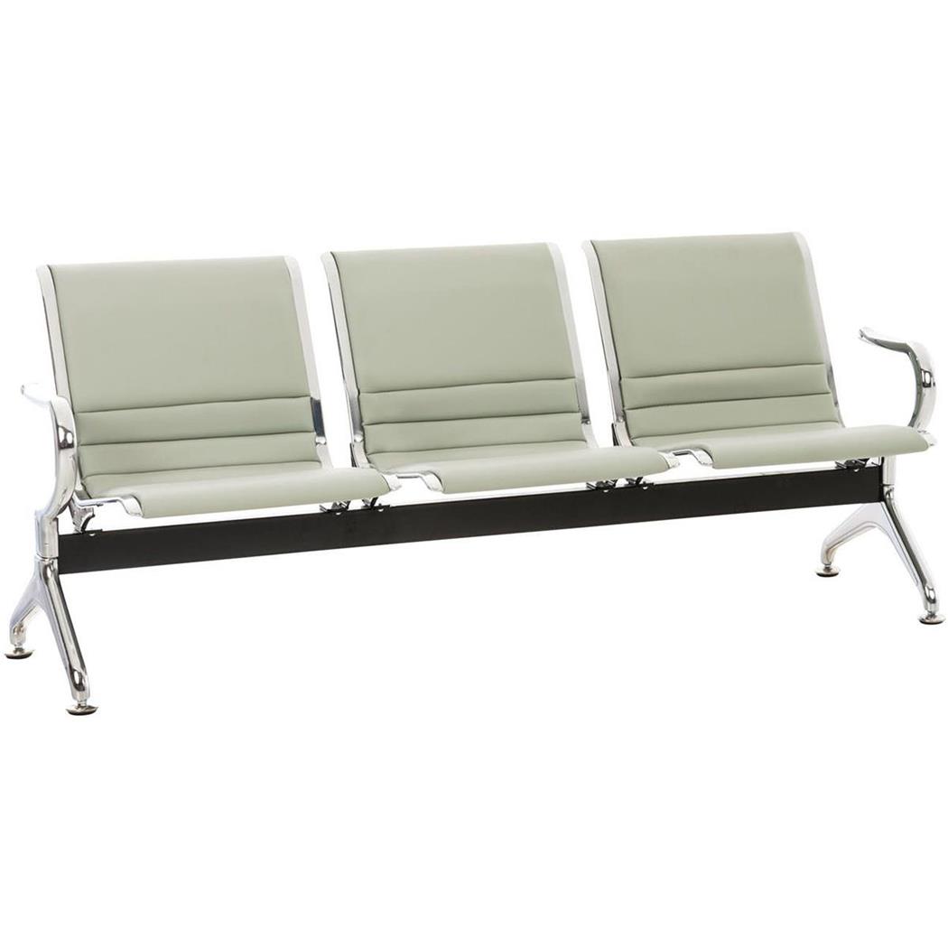 Bancada 3 Lugares, AURORA, Estructura Metálica, Assento Em Pele, Cor Cinzento