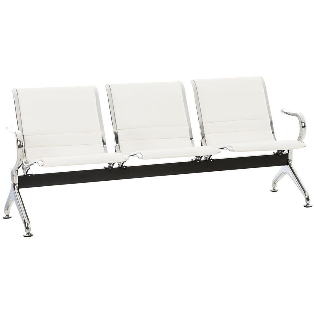 Bancada 3 Lugares, AURORA, Estructura Metálica, Assento Em Pele, Cor Branco