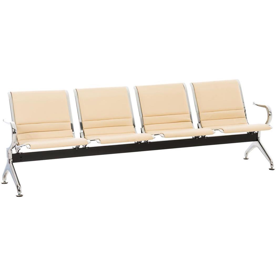 Bancada 4 Lugares, AURORA, Estructura Metálica, Assento Em Pele, Cor Creme