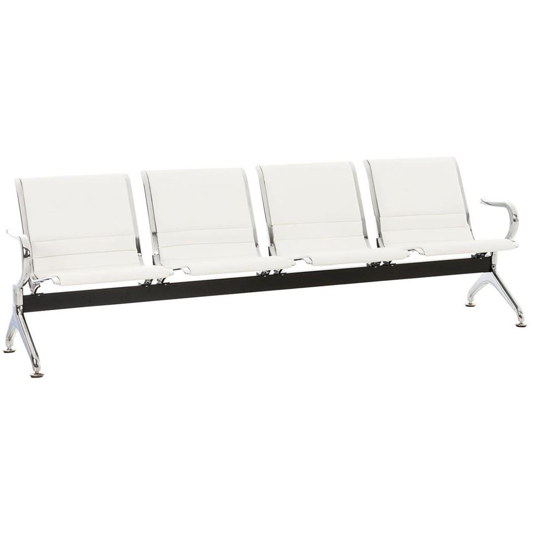 Bancada 4 Lugares, AURORA, Estructura Metálica, Assento Em Pele, Cor Branco