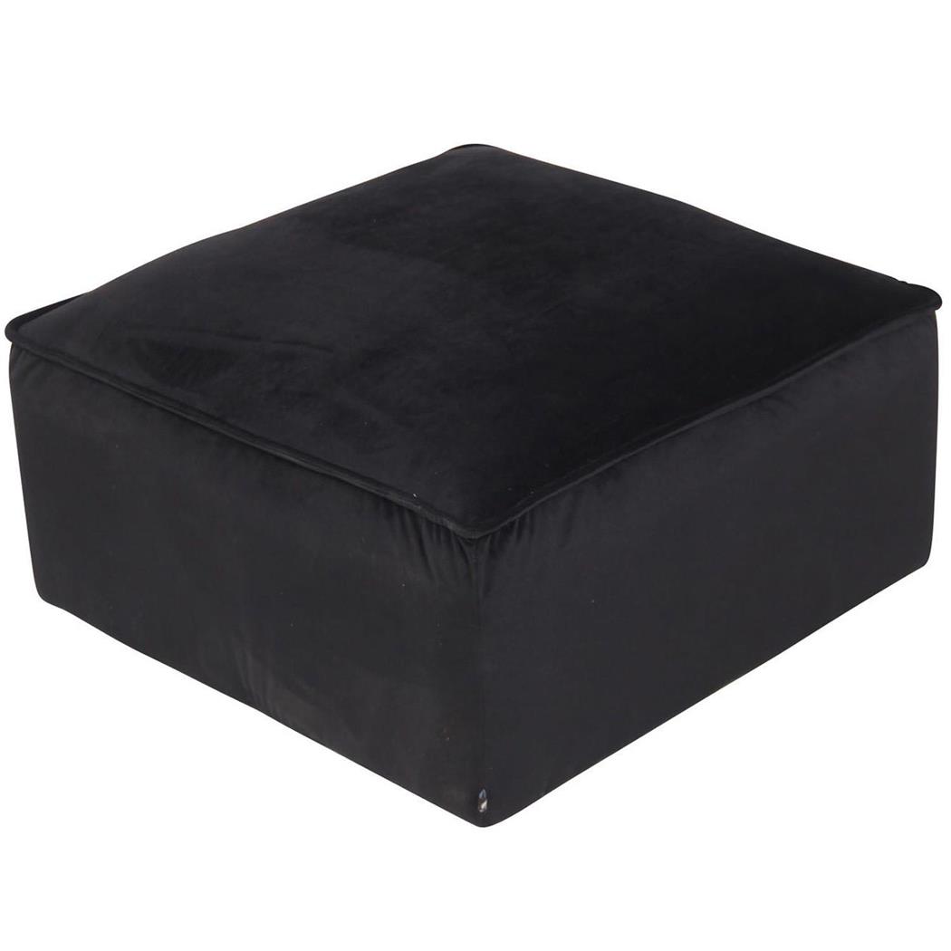 Puff Quadrado PRAIA, Modelo Elegante, Acabamento em Veludo, Cor Preto
