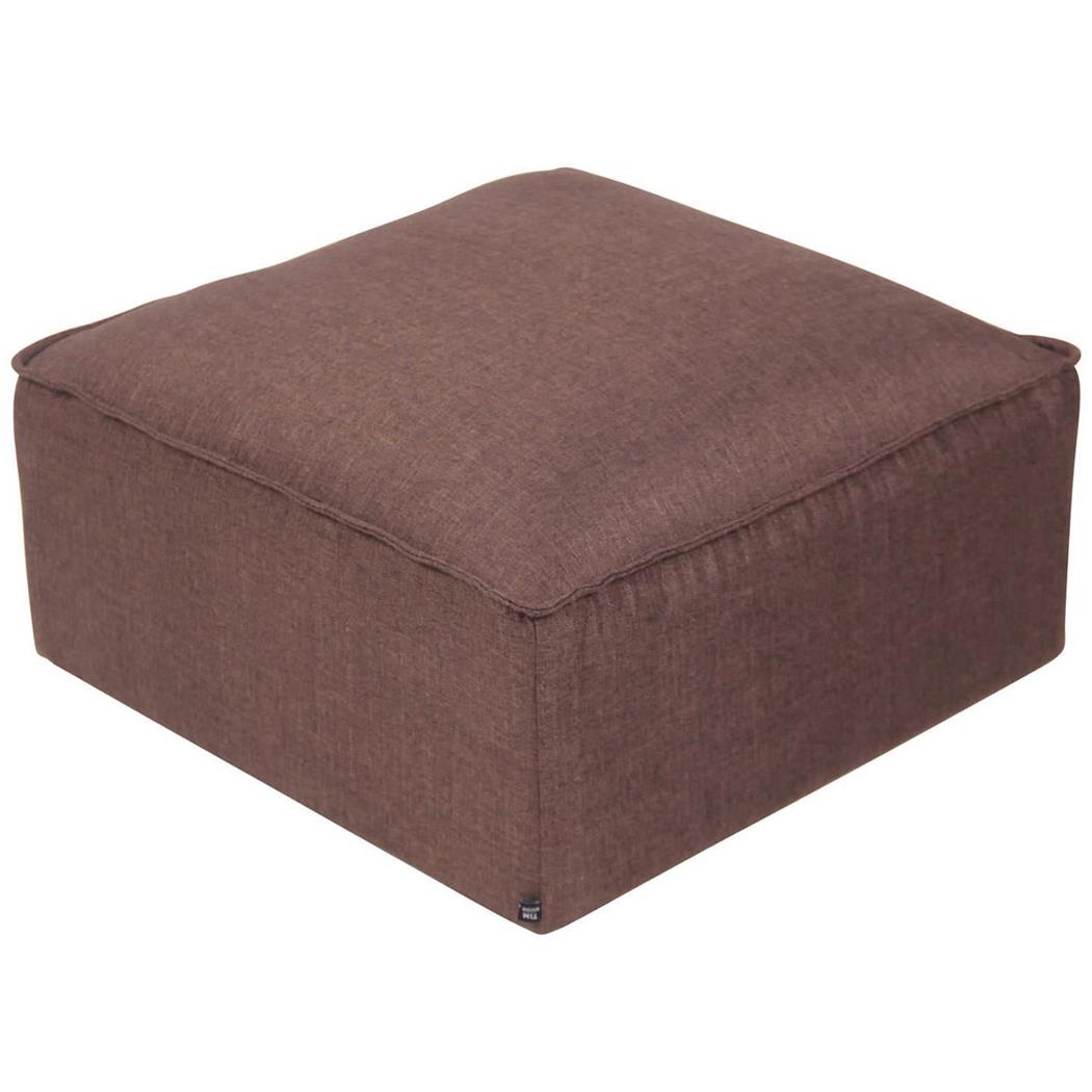 Puff Quadrado PRAIA, Modelo Elegante, Acabamento em Pano, Cor Castanho