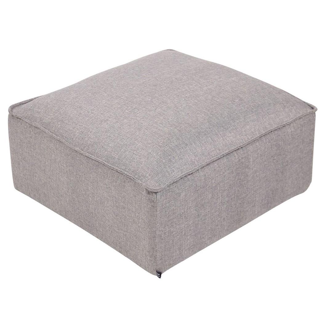 Puff Quadrado PRAIA, Modelo Elegante, Acabamento em Pano, Cor Cinza Claro