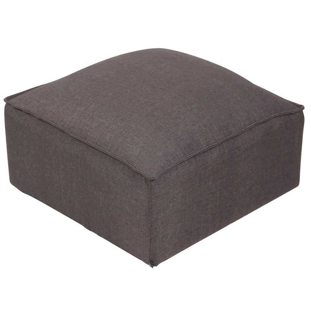 Puff Quadrado PRAIA, Modelo Elegante, Acabamento em Pano, Cor Cinza Escuro