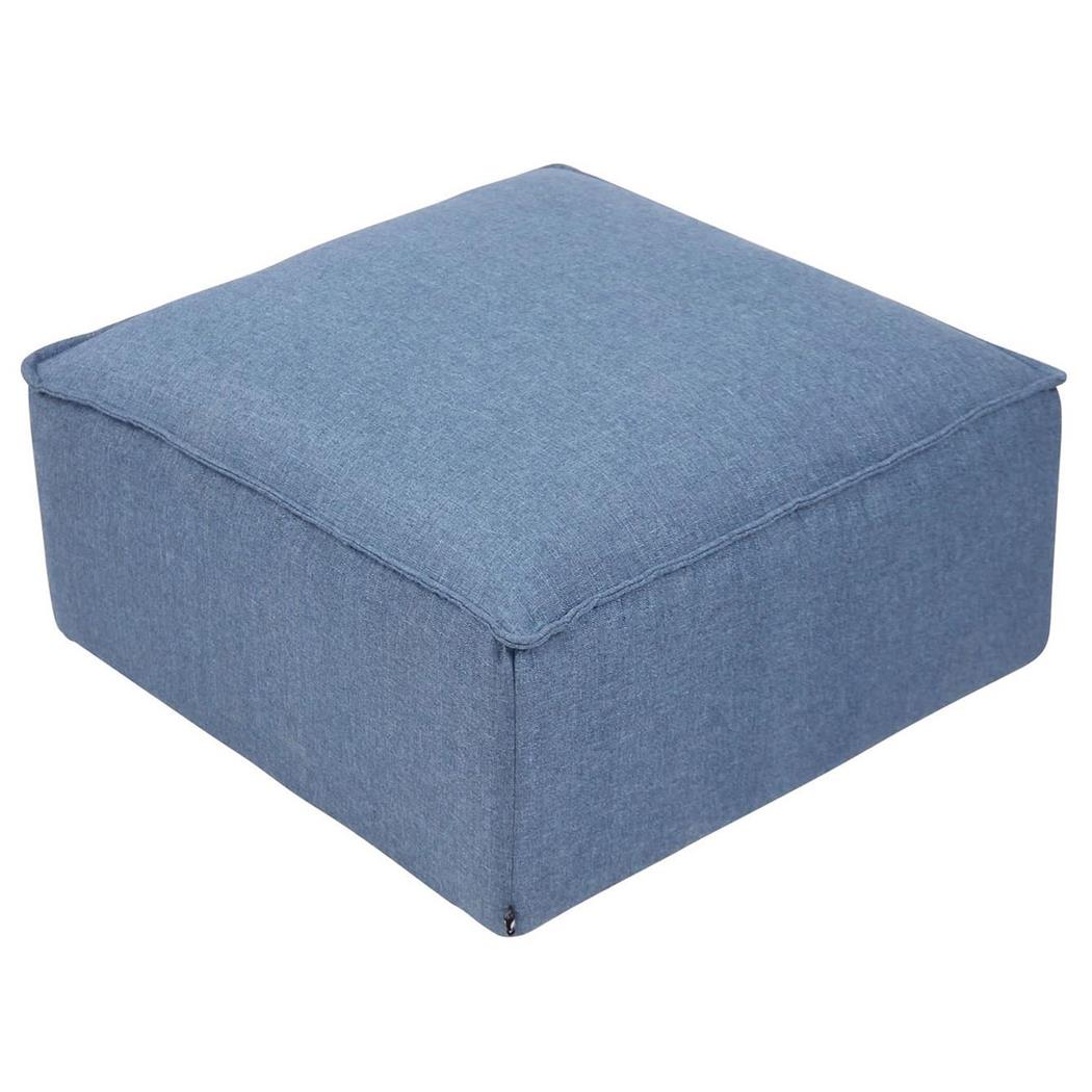 Puff Quadrado PRAIA, Modelo Elegante, Acabamento em Pano, Cor Azul