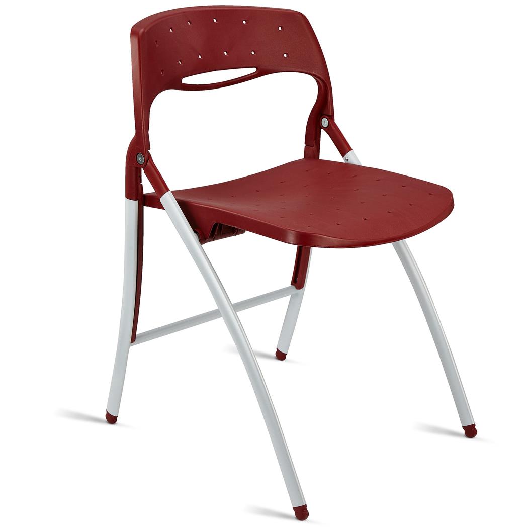 DEMO# Cadeira de Visita FILA, Dobrável e Prática, Estrutura Metálica, Cor Bordeaux
