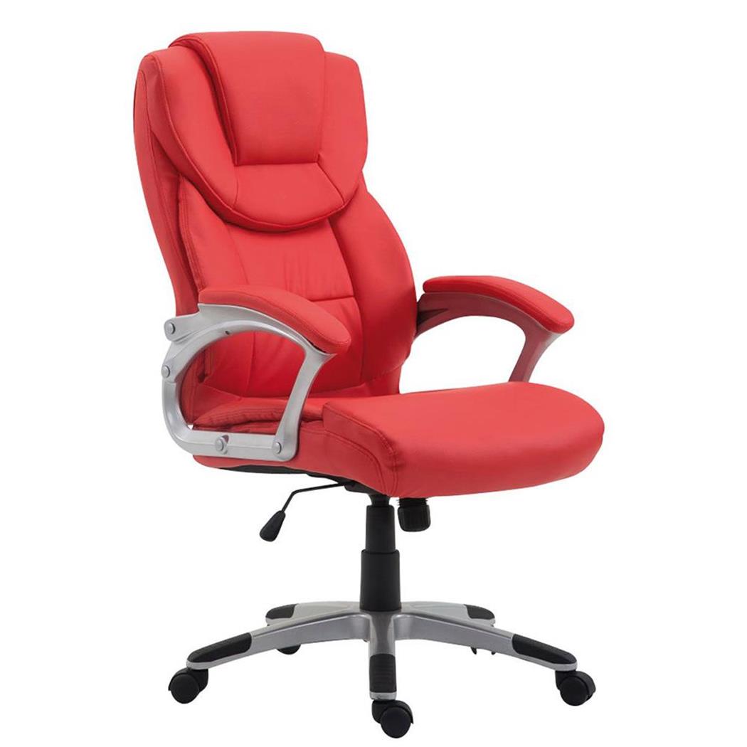 Poltrona de Escritório BALTIMORE, Bom Acolchoado, Forrada em Pele, Cor Vermelho