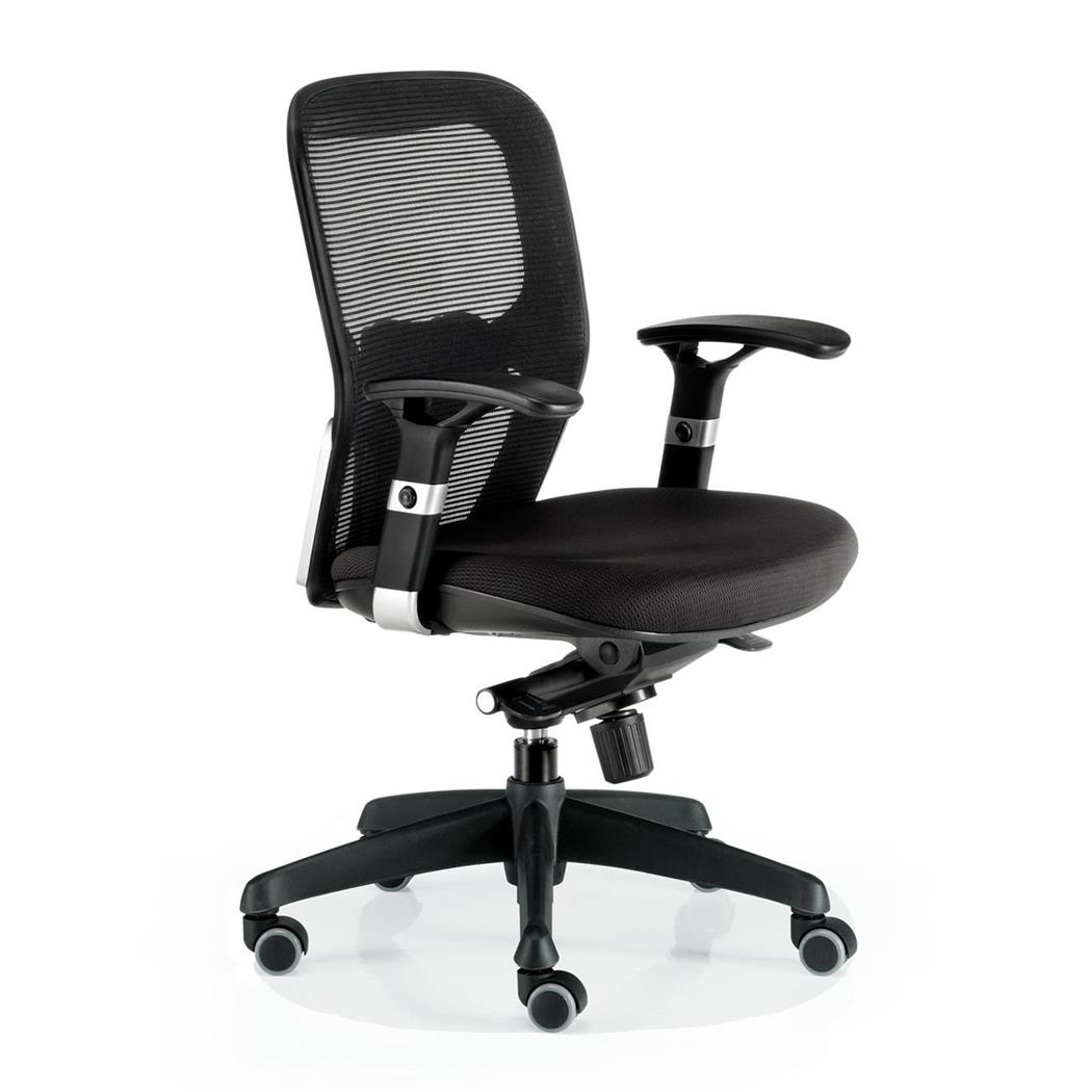 DEMO# Cadeira Ergonómica FELIX, Suporte Lombar Ajustável, Adequada uso 8h, Em Preto. 