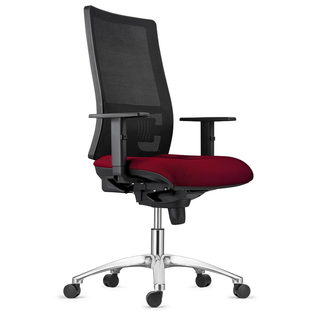 DEMO# Cadeira Ergonómica EMERSON, Braços e Suporte Lombar Ajustáveis, Base Metálica, Em Bordeux