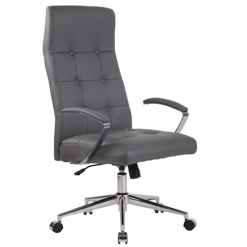 Poltrona de Escritório VIRGINIA, Estructura Metálica, Design Exclusivo, Em Pele, Cinzento