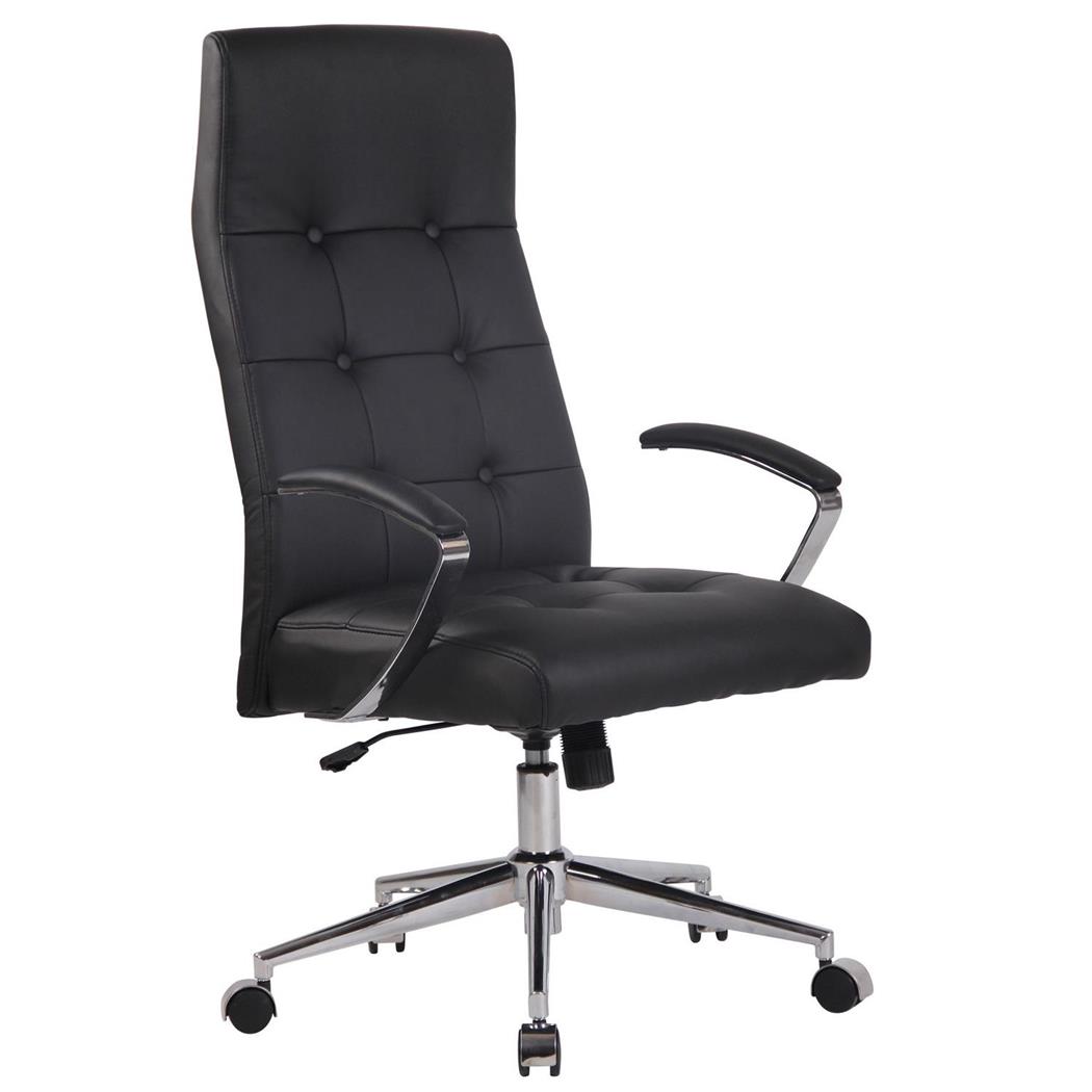 Poltrona de Escritório VIRGINIA, Estructura Metálica, Design Exclusivo, Em Pele, Preto