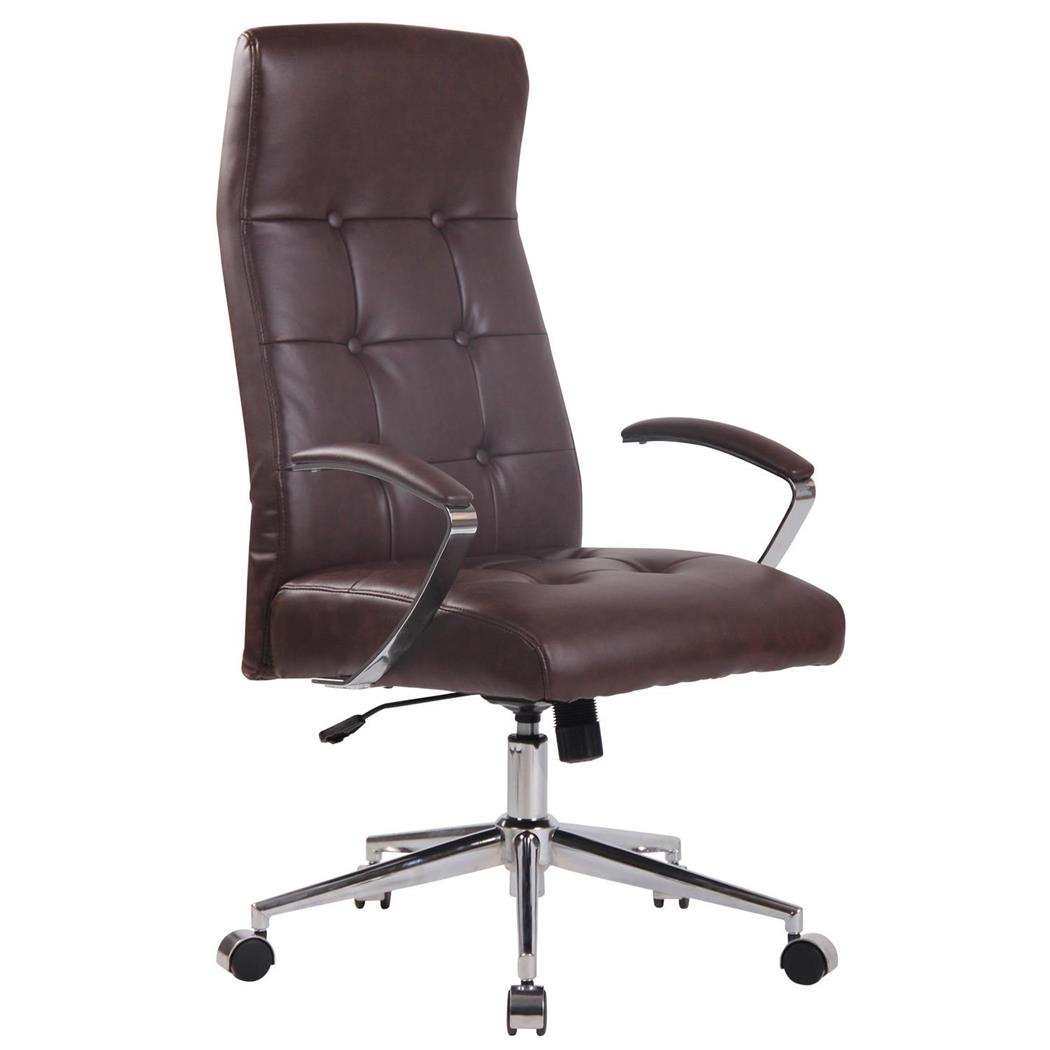 Poltrona de Escritório VIRGINIA, Estructura Metálica, Design Exclusivo, Em Pele, Bordeaux