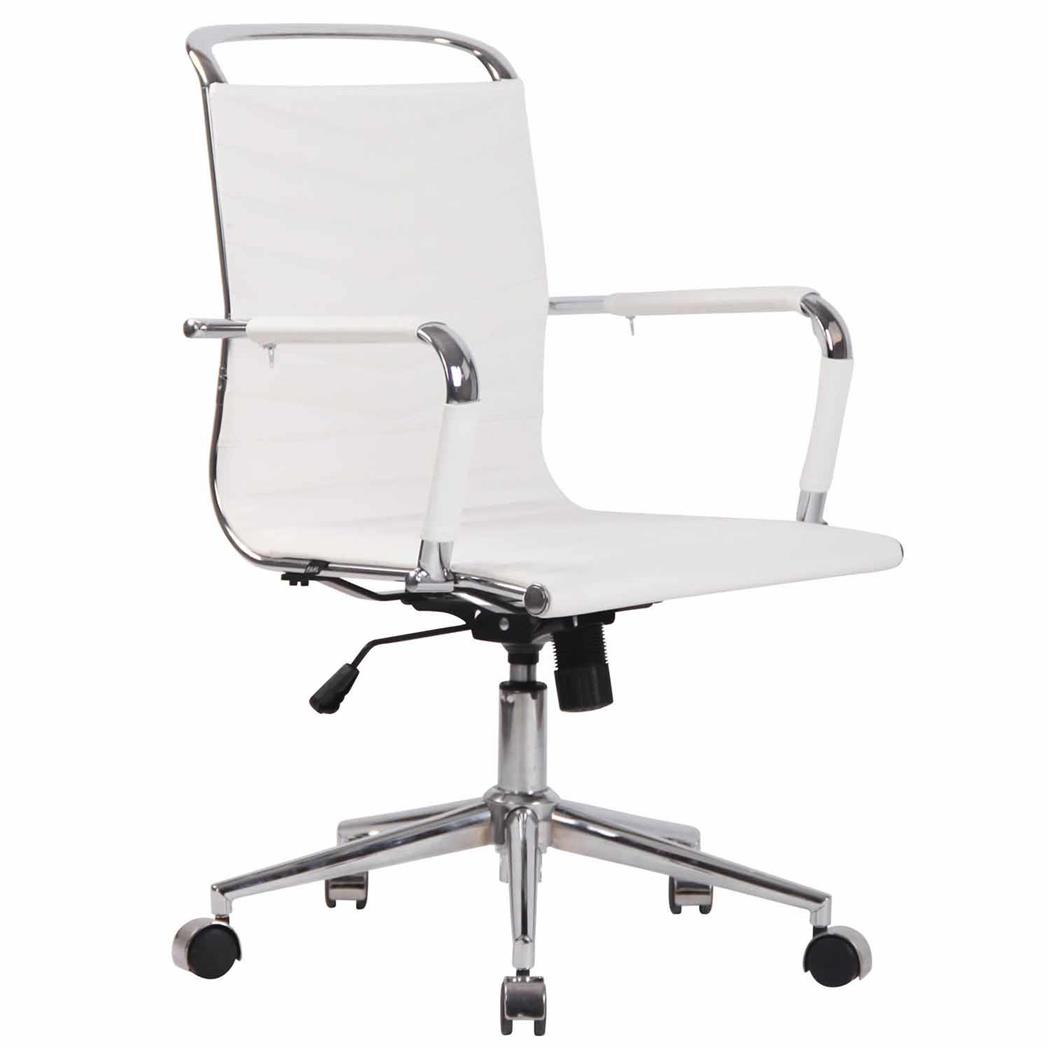 Cadeira de Escritório SIGRID, Design Moderno, Costuras Visíveis, Em Pele Verdadeira, Branco