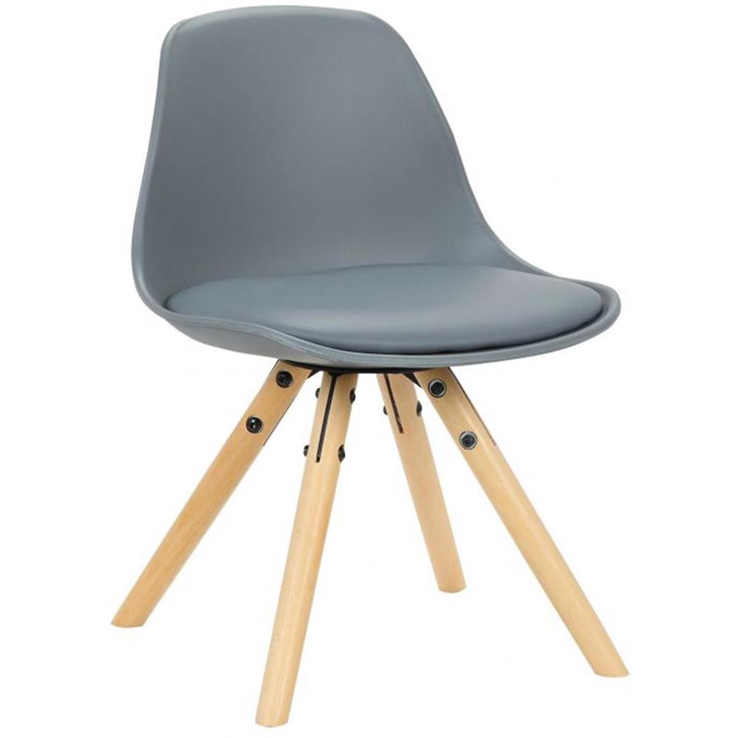 Cadeira Infantil NAKOR, Design Exclusivo, Pernas em Madeira, Em Pele, Cor Cinzento