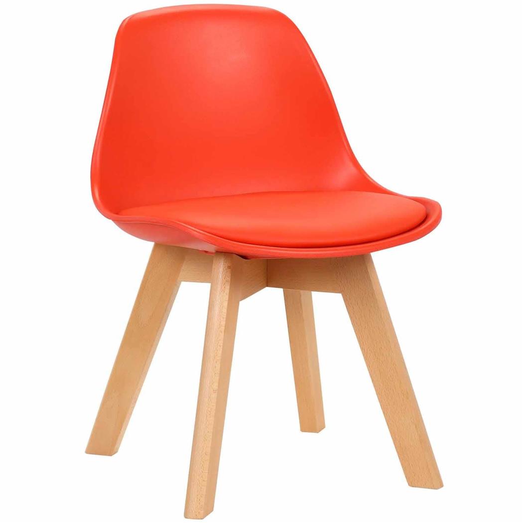 Cadeira Infantil LYNA, Design Exclusivo, Pernas em Madeira, Em Pele, Cor Vermelho