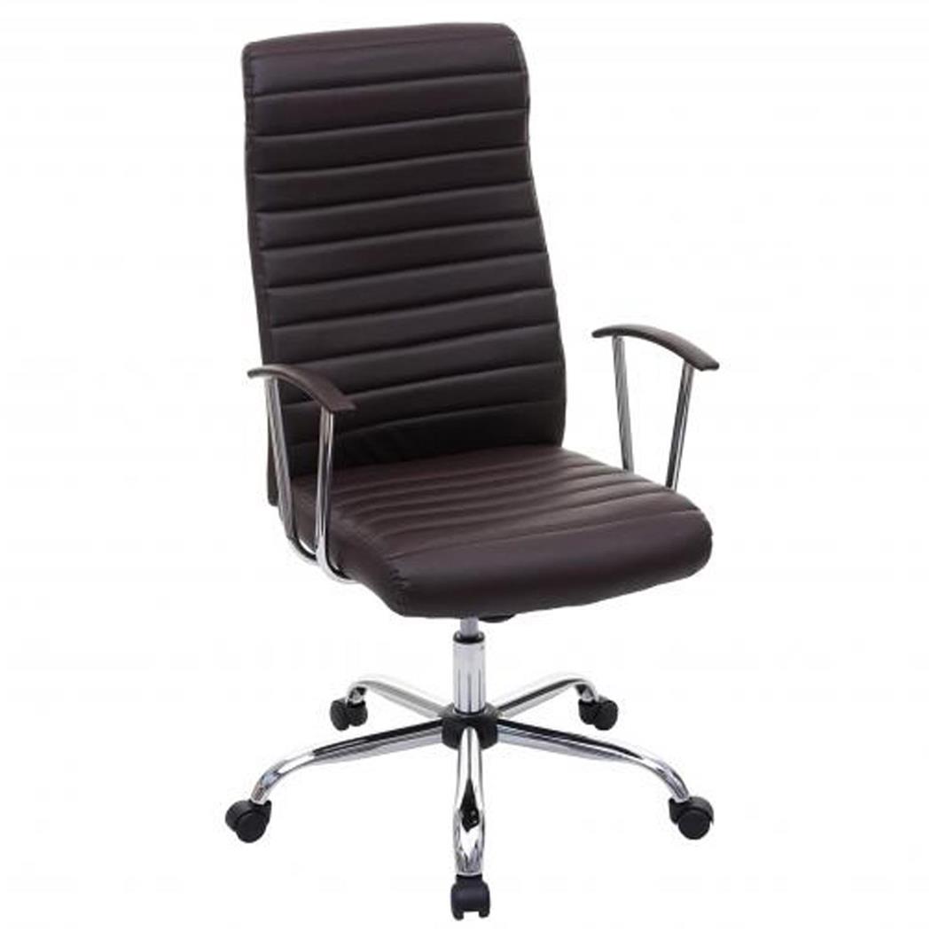 Poltrona de Design ARUCAS, Bom Acolchoado, Estrutura Metálica, Em Pele Cor Castanho