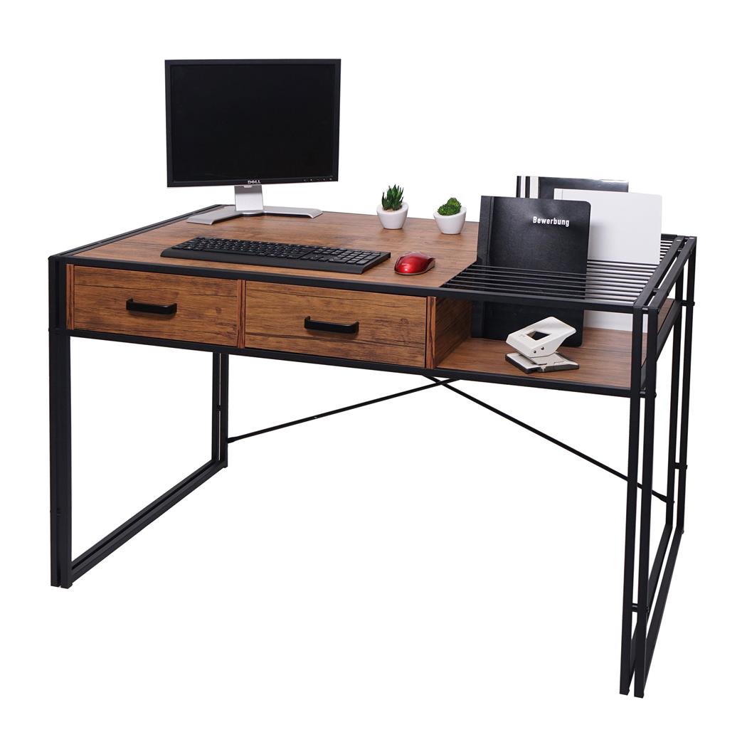 Mesa de Escritório ROXY, 120x70x76 cm, Estructura Metálica e Madeira, Cor Castanho 