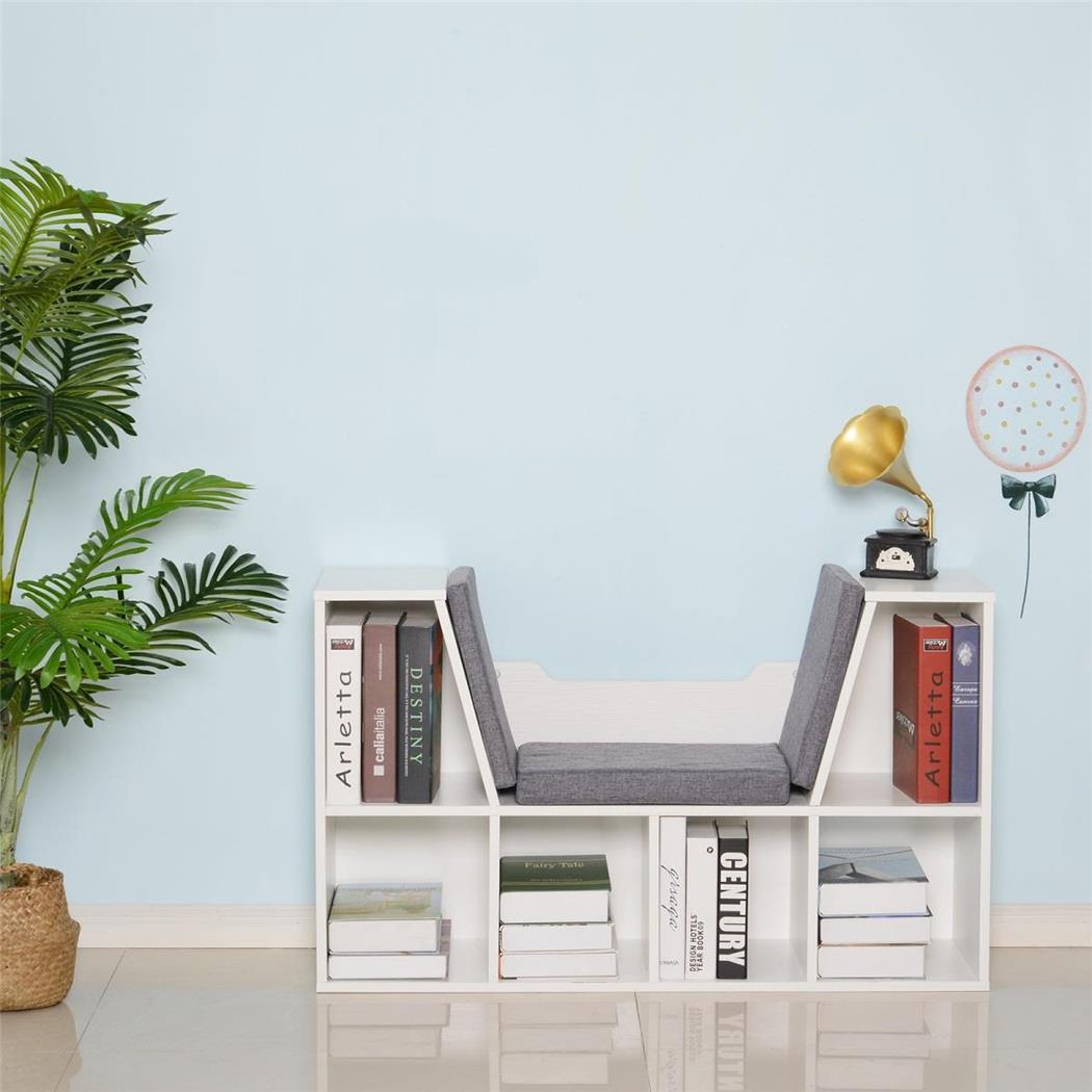 Estante MERIDIAN, Banco Integrado, Versátil e Prático, 102x30x61 cm, Em Madeira Branca