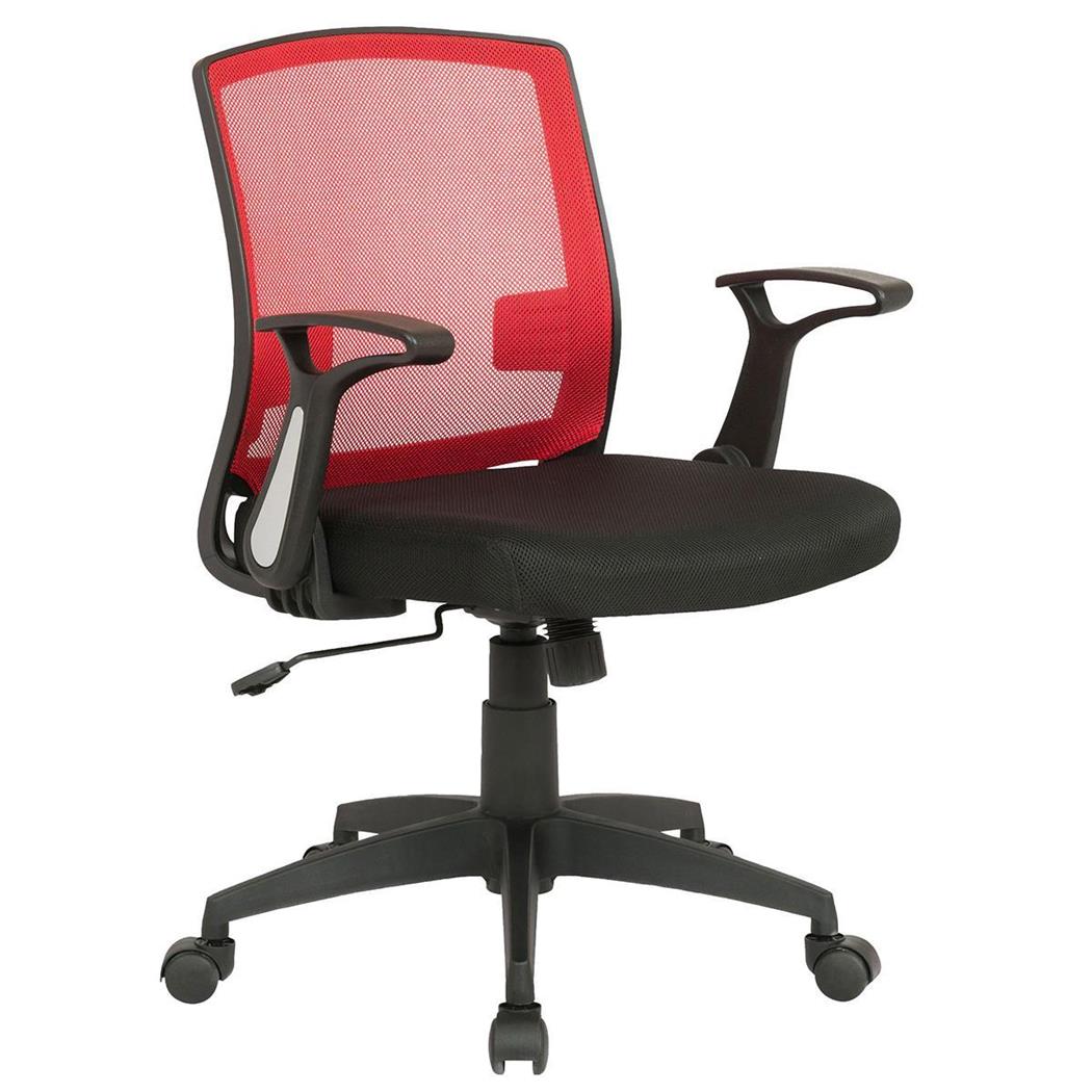 Cadeira de Escritório PACIFICA, Braços Rebatíveis, Malha Respirável, Cor Vermelho