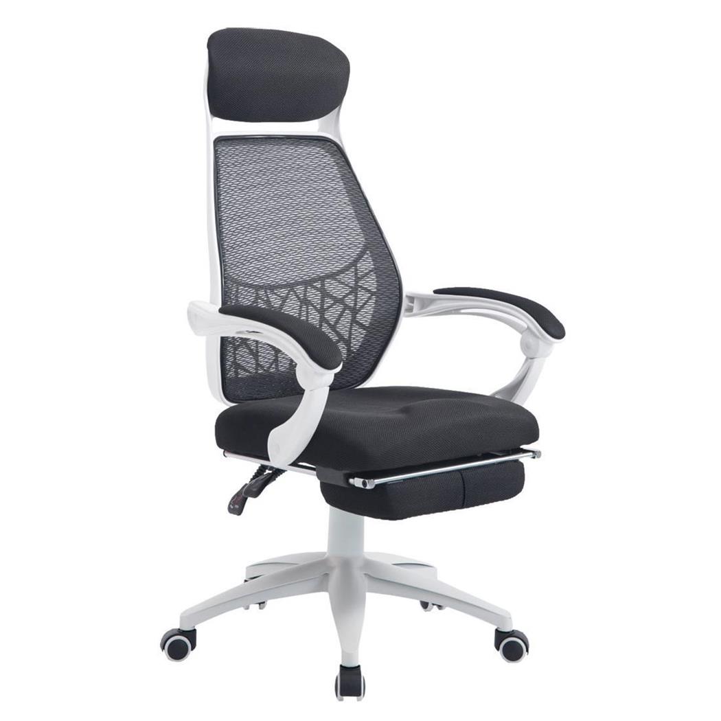 Cadeira de Escritório MARTXEL, Apoia Pés Extensível, Reclinável, Em Preto e Branco
