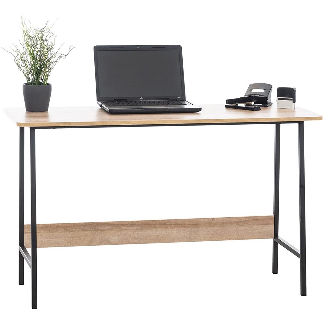 Mesa de Escritório MINT, 120x45x71 cm, Em Metal e Madeira, Cor Castanho Claro