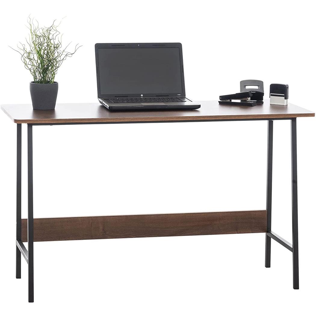 Mesa de Escritório MINT, 120x45x71 cm, Em Metal e Madeira, Cor Castanho Escuro