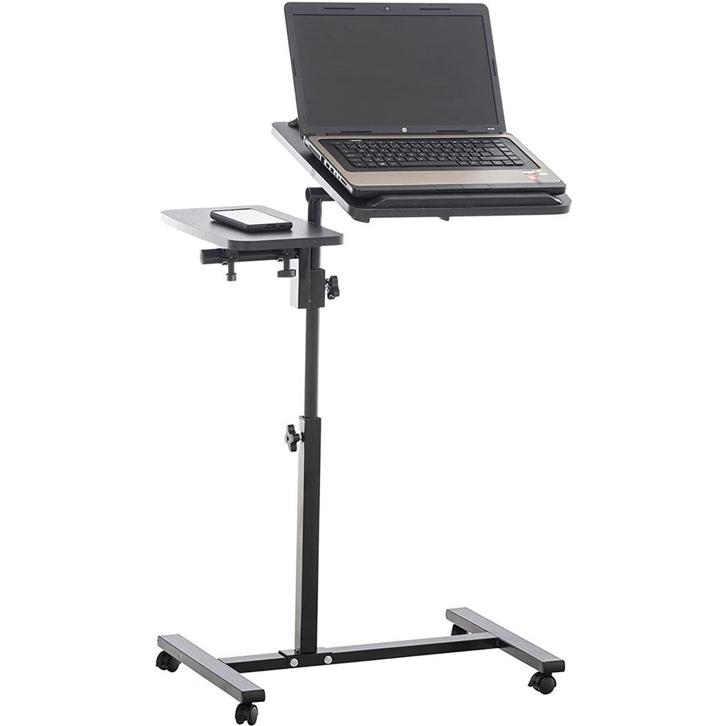 Mesa de Escritório AUXY, Ajustável em Altura, Com Rodas, Em Madeira, Cor Preto