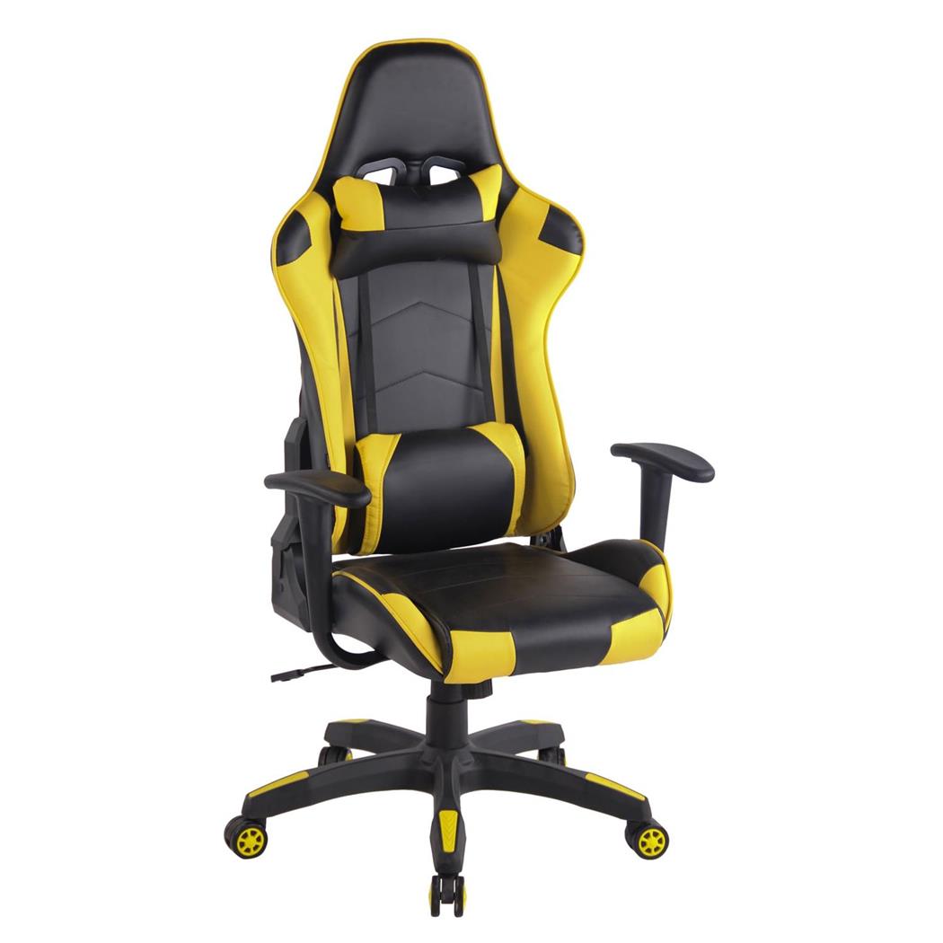 Cadeira Gaming DARIUS, Almofadas Integradas, Mecanismo Balanço, Pele, Amarelo