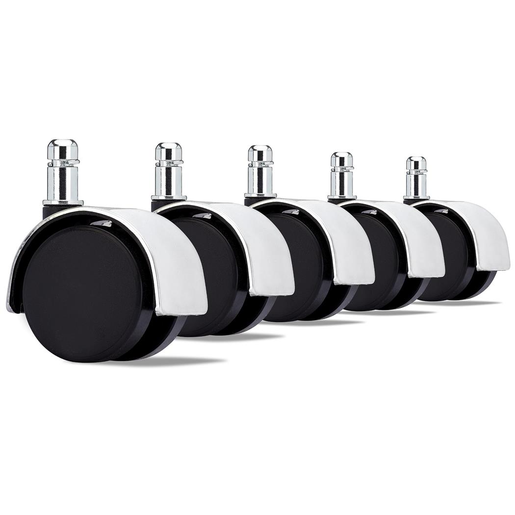Lote 5 Rodas, 11x50mm, Pisos Duros, Design Elegante, Alumínio, Cor Preto 