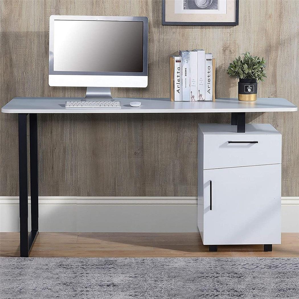 Mesa de Escritório MAGNOLIA, Design Moderno, 150x60x76 cm, Madeira, Branco
