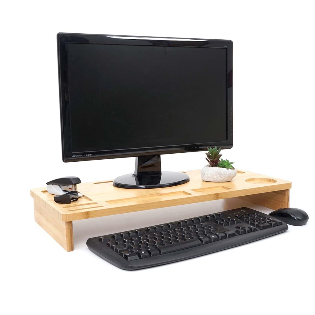 Suporte Para Monitor, ERGHOS, 65x31x9cm, Madeira de Bambu, Castanho