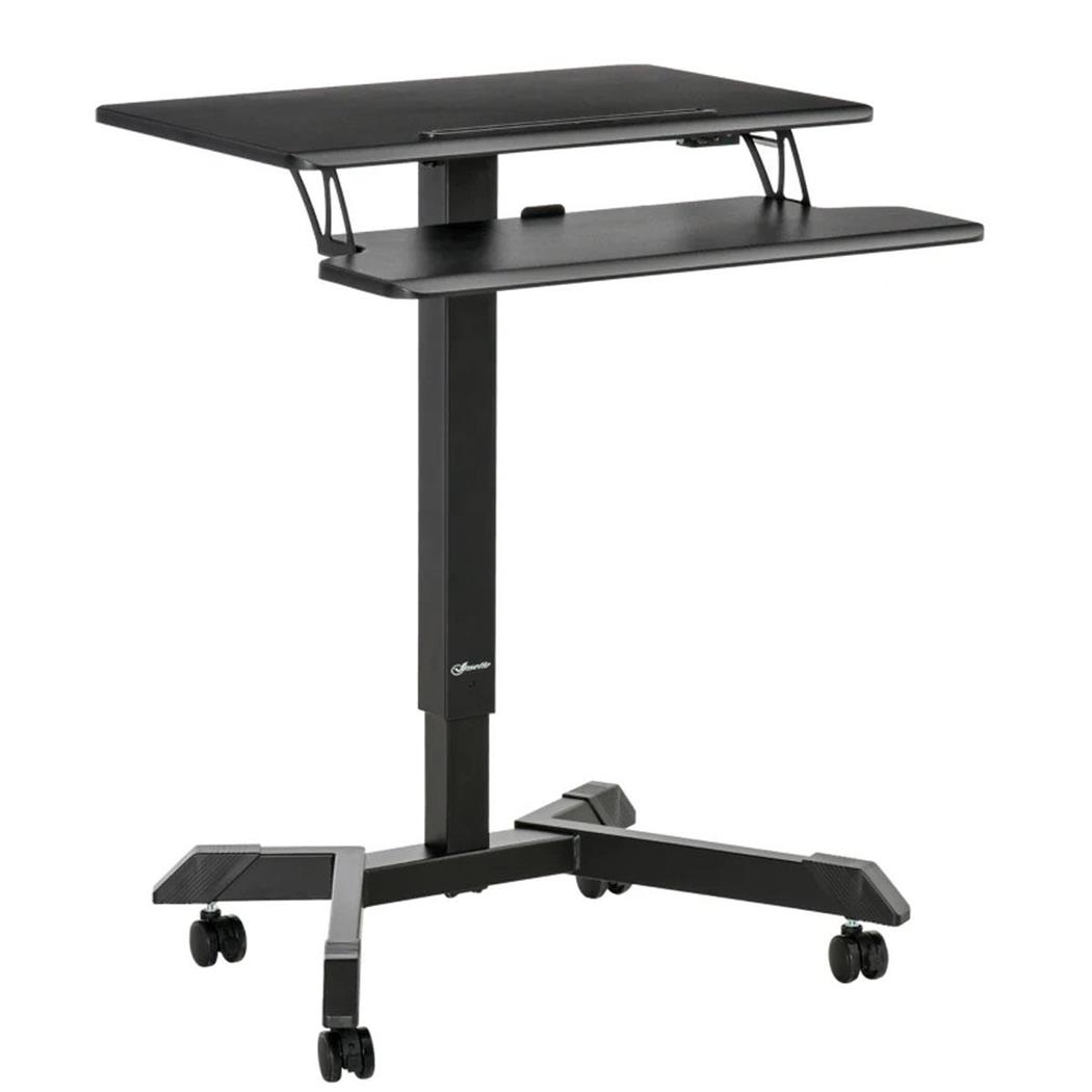 Mesa de Escritório ALINA, Ajustável em Altura, Com Rodas, Em Madeira, Cor Preto