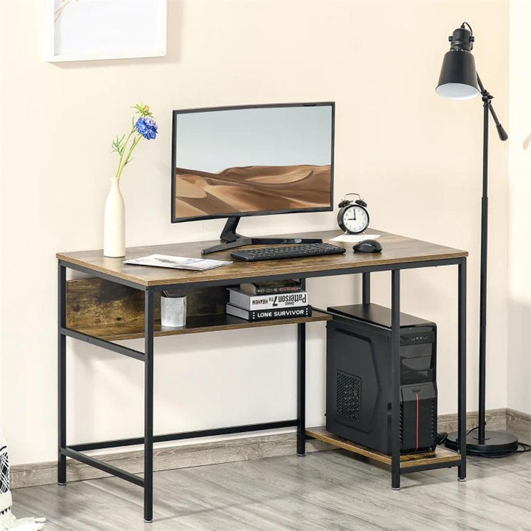 Mesa de Escritório BRETON, Dimensões 120x60x75cm, Em Madeira e Metal, Castanho