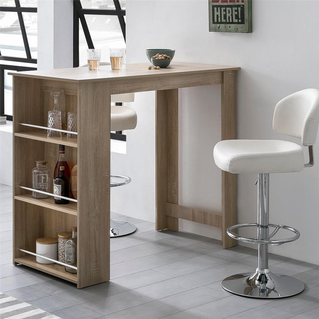 Mesa de Escritório, YOLI, 120x60x107,5cm, Estante Lateral, Madeira, Cor Castanho