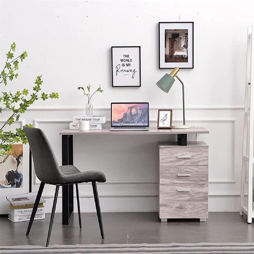 Mesa de Escritório PERTH, Bloco Lateral, 120x50x75cm, Madeira, Cinzento