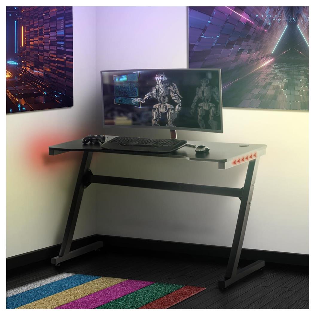 Mesa Gaming LUIS, Design Desportivo, 120x77x60cm, Aço Resistente, Preto 