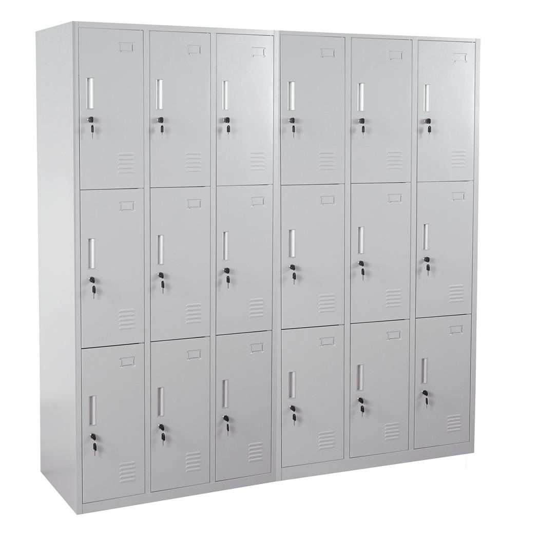 Cacifo Arquivador COOPER, 18 Compartimentos, 180x50x180cm, Em Aço, Cinza