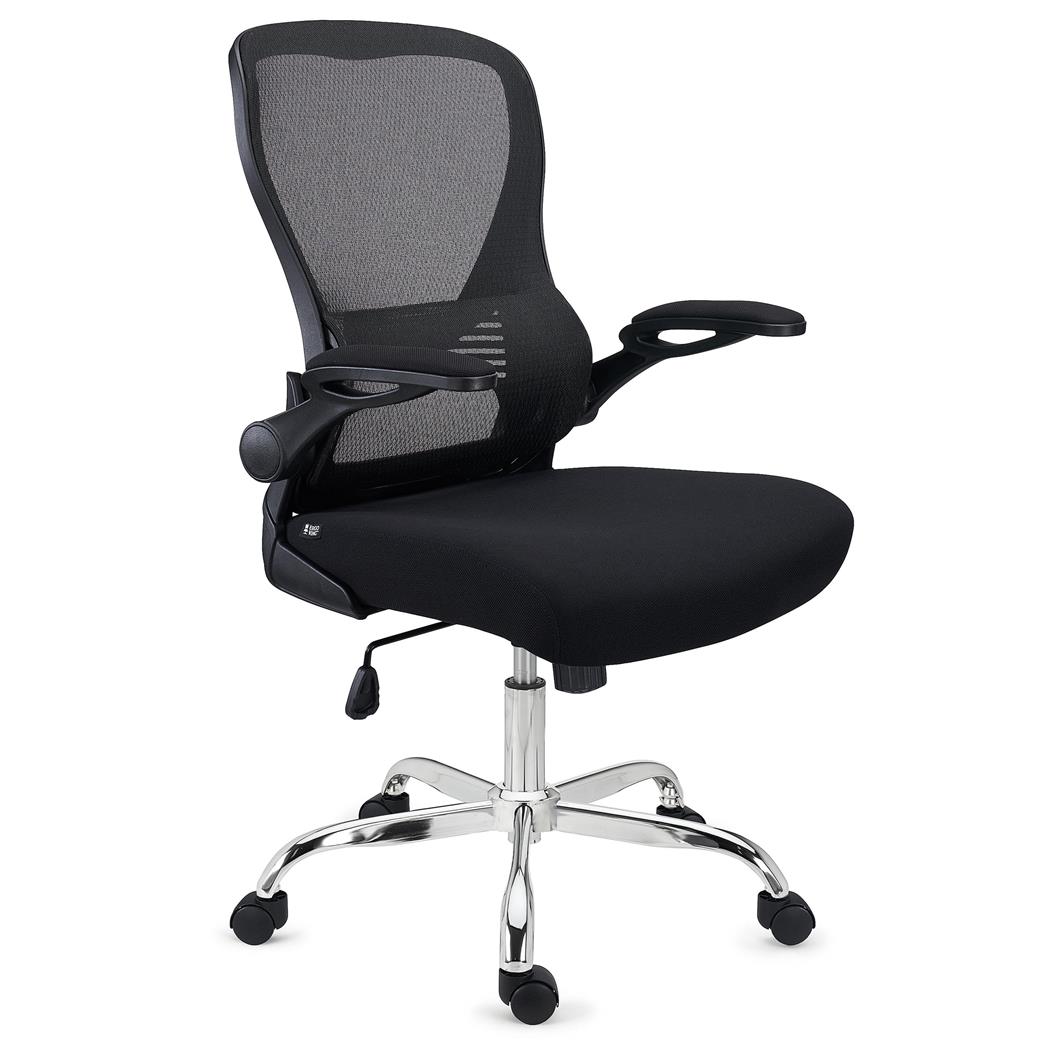 DEMO# Cadeira de Escritório CORFU, Braços Rebatíveis, Design Ergonómico, Cor Preto