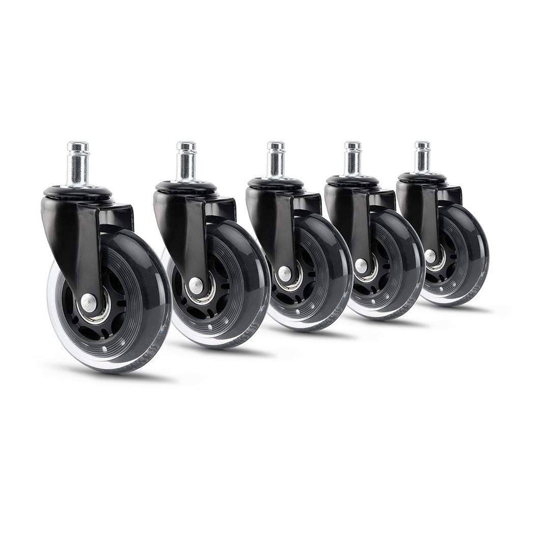 5x Rodas para Cadeira de Escritório 11x75mm, Design Roller, Silenciosas e Transparentes