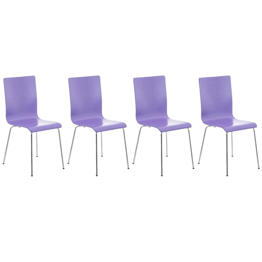 Lote de 4 Cadeiras de Visita PERE, Em Madeira, Pernas Metálicas, Cor Roxo