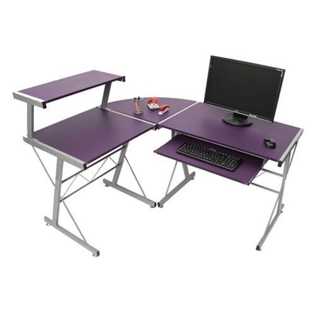  Mesa de Computador EASY LINE, Fabricada em Madeira e Alumínio, Muito Ampla, 140x115x72cm, Cor Lilás