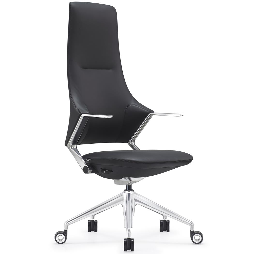 Poltrona de Escritório BOHÈME, Design 100% Exclusivo, Máxima Resistência e Qualidade, Em Pele Verdadeira, Preto