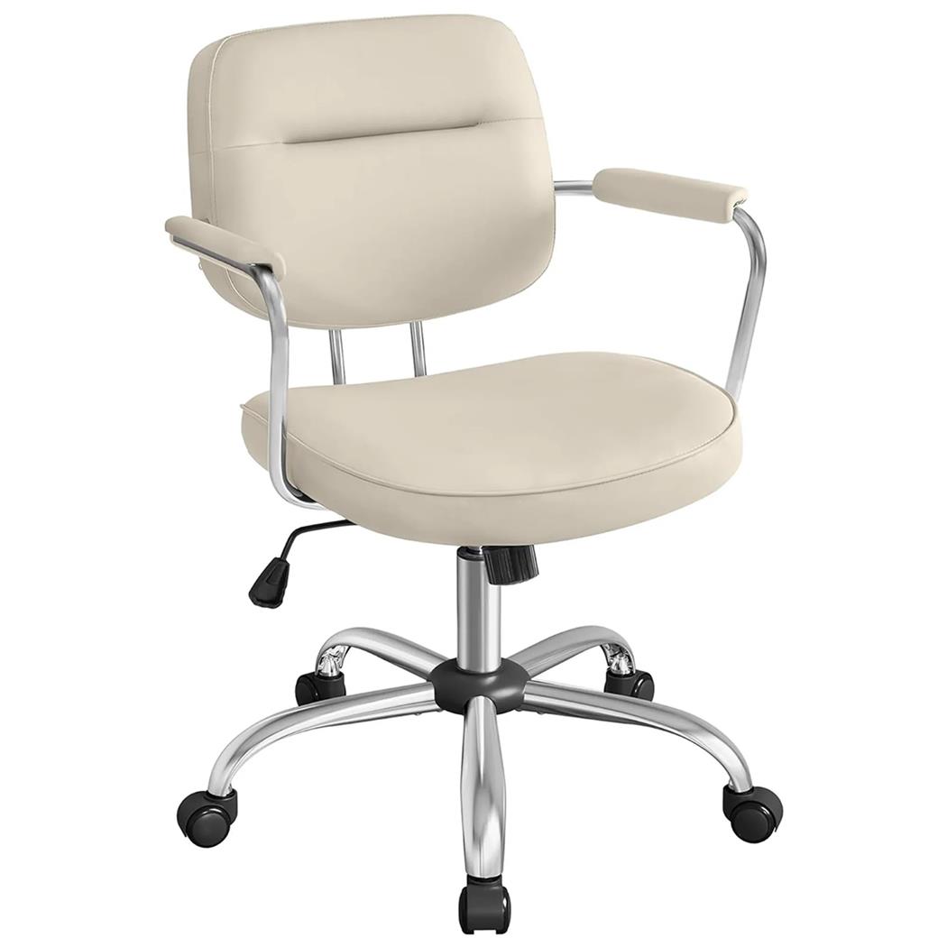 Cadeira de Design CLASSY, Compacta e Versátil, em Pele, Cor Creme